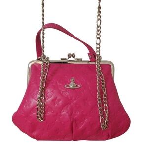Vivienne Westwood Pink Leather KissLock Shoulder/Crossbody Bag